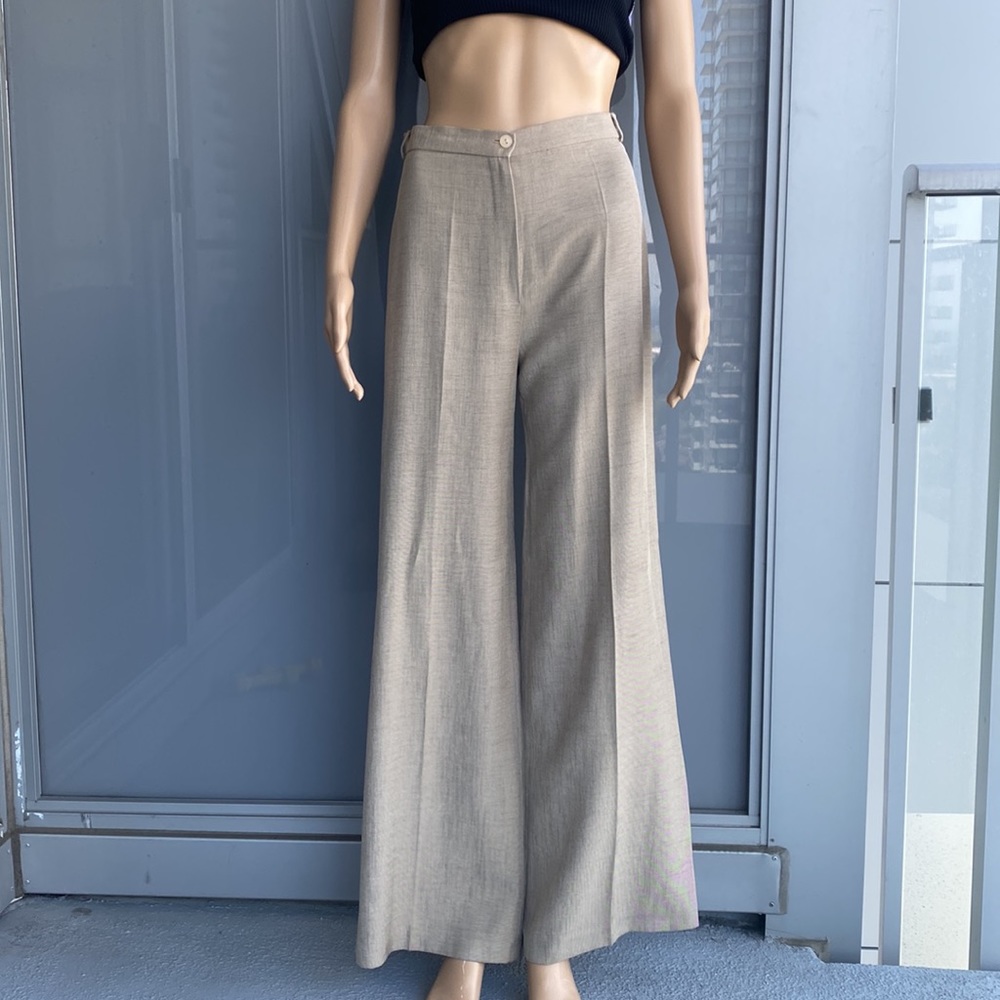 Beige Wide Leg Pants